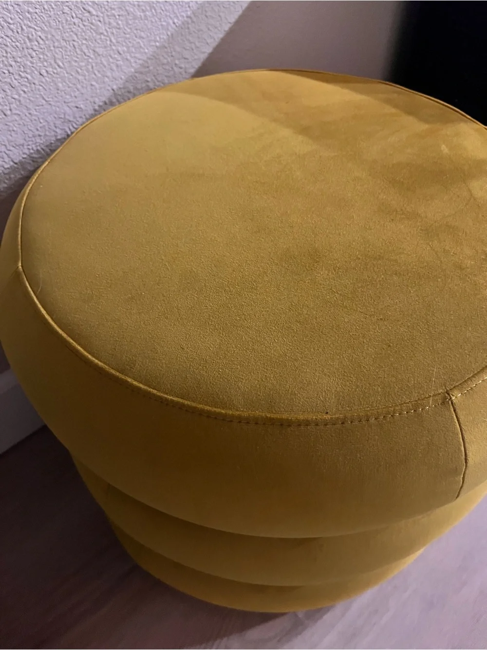Cost Plus World Market Yellow Velvet Stackable Pouf